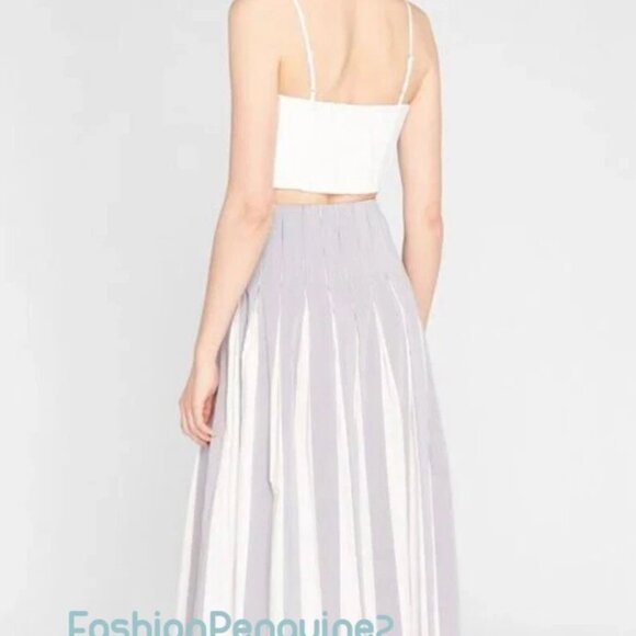 Women's Club Monaco Pleated Stripe Skirt - Navy/White size 2 - Picture 3 of 8